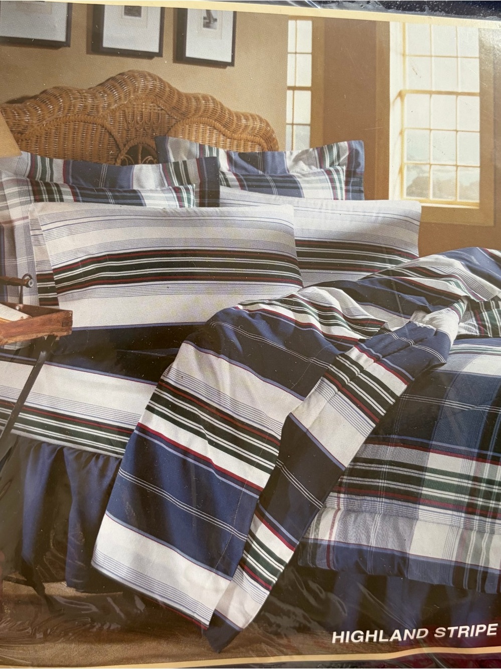 Canon Navy, White, Green and Red Striped Bedding Set